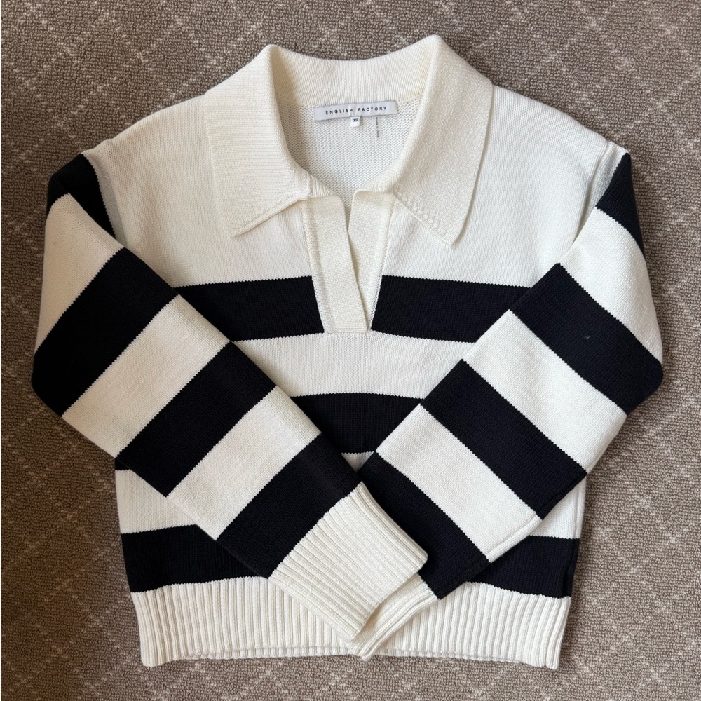 English Factory Collared V-Neck Sweater